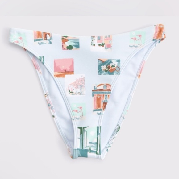 Abercrombie & Fitch Light Blue Photo-Print Triangle Bikini XS top S bottom - Picture 3 of 5